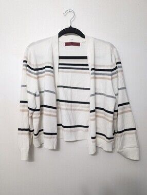 Love Scarlett Women's Striped Knit Cardigan - White with Stripes XL